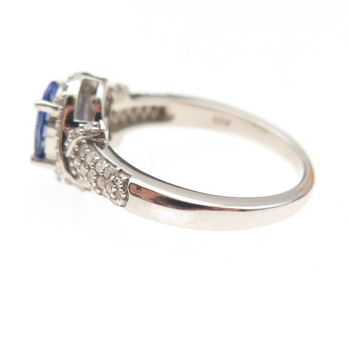 D'Joy 925 Sterling Silver Real Diamond & Tanzanite Ring Size 8