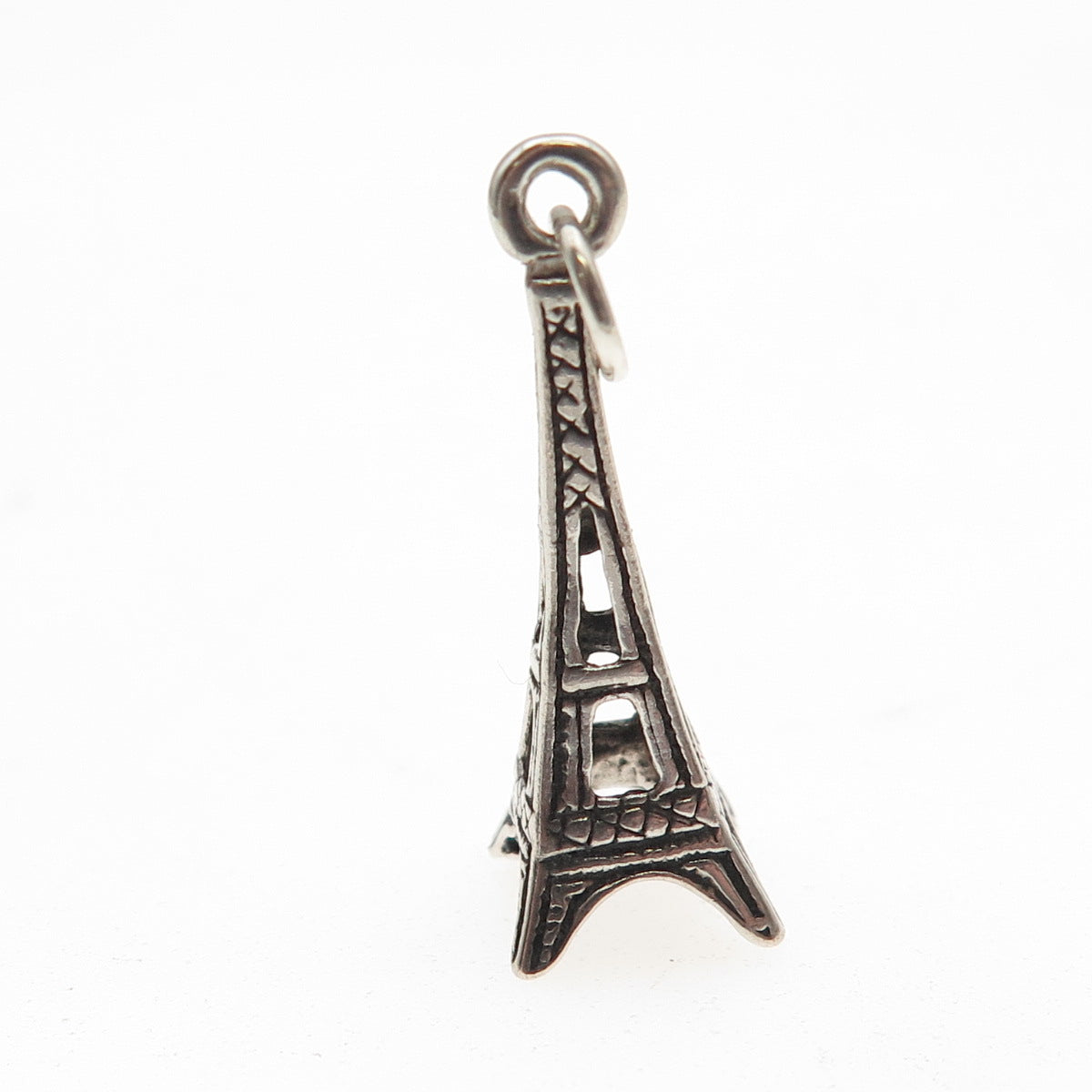 925 Sterling Silver Vintage Eiffel Tower Oxidized 3D Charm Pendant