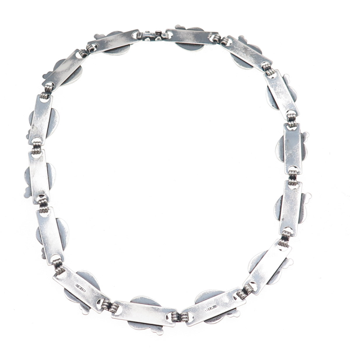 925 Sterling Silver Antique Art Deco Oxidized Floral Leaf Chain Necklace 14"