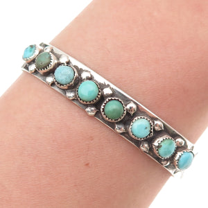 Old Pawn Sterling Silver Vintage Turquoise Snake Eye Adjustable Bracelet 5.75"