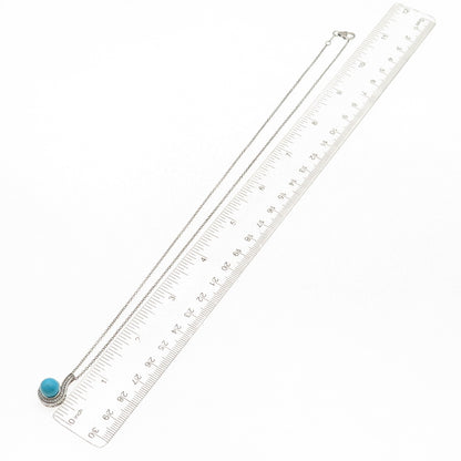 D'Joy 925 Sterling Silver Real Turquoise & White Topaz Cable Chain Necklace 20"