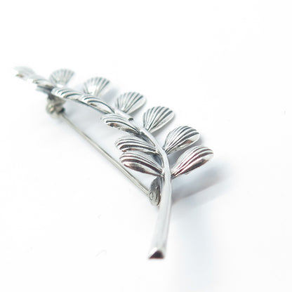 BEAU 925 Sterling Silver Antique Art Deco Laurel Leaves Pin Brooch