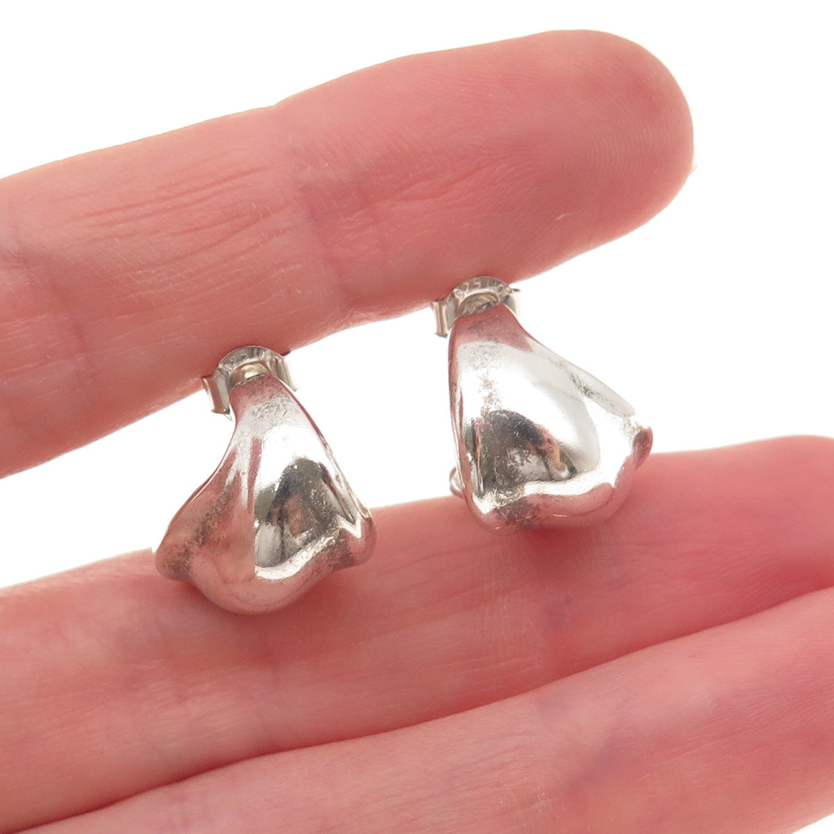 925 Sterling Silver 14K Gold Posts Vintage Modernist Oxidized Earrings
