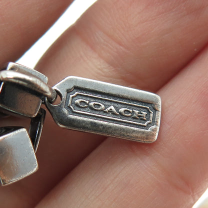 COACH 925 Sterling Silver Vintage Large Box Chain Oxidized Necklace 16"