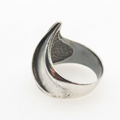 925 Sterling Silver Vintage Modernist Flame Oxidized Ring Size 7.75