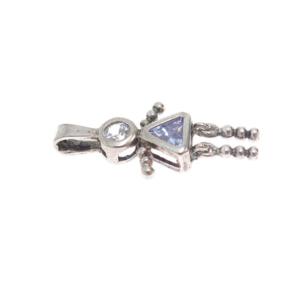 925 Sterling Vintage Multi-C Z February Birthstone Girl Articulated Pendant