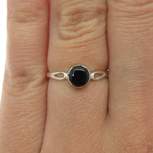 925 Sterling Silver Vintage Real Black Onyx Ring Size 6