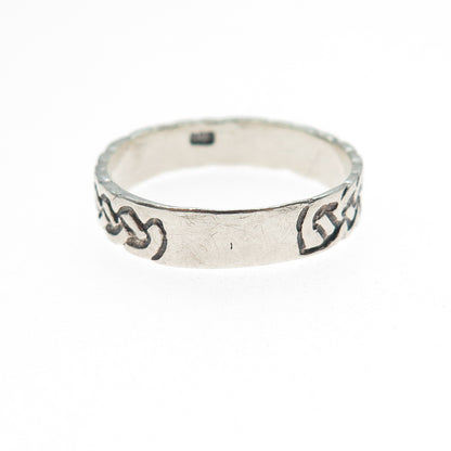 925 Sterling Silver Vintage Celtic Knot Oxidized Band Ring Size 11.25