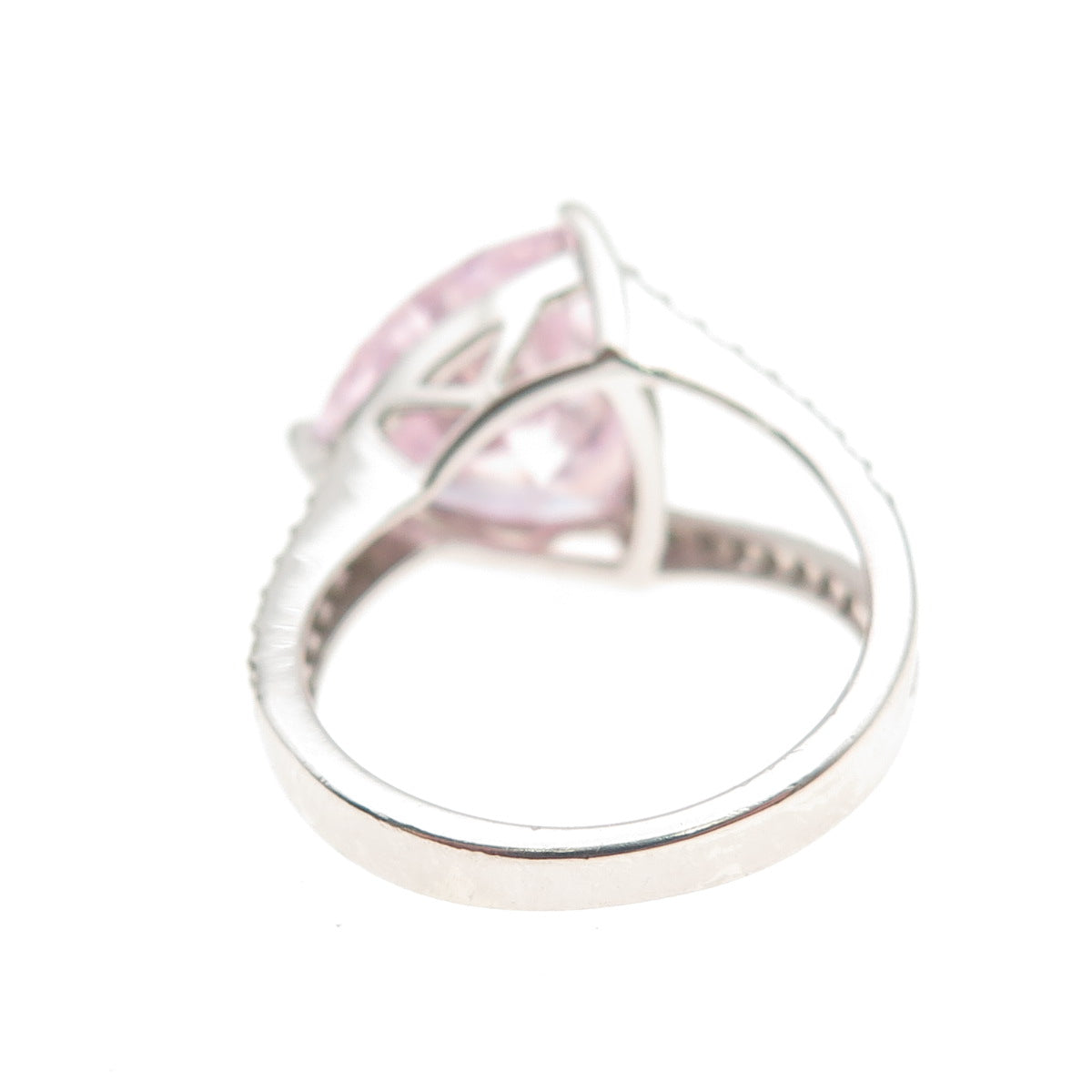925 Sterling Silver Triangle-Cut Lavender & Round-Cut White C Z Ring Size 6