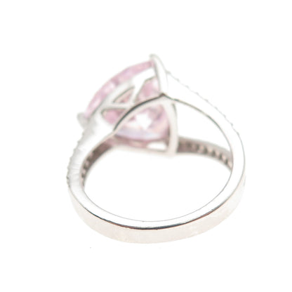 925 Sterling Silver Triangle-Cut Lavender & Round-Cut White C Z Ring Size 6
