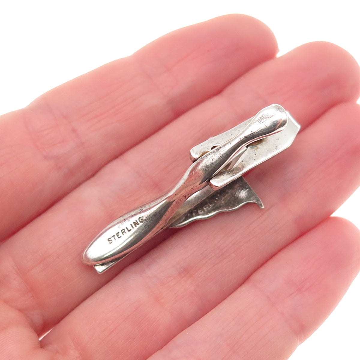 925 Sterling Silver Vintage Enamel Pennant Tie Clip