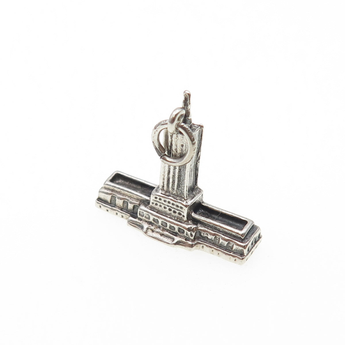 DANECRAFT 925 Sterling Silver Vintage Independence Hall Oxidized Mini 3D Pendant