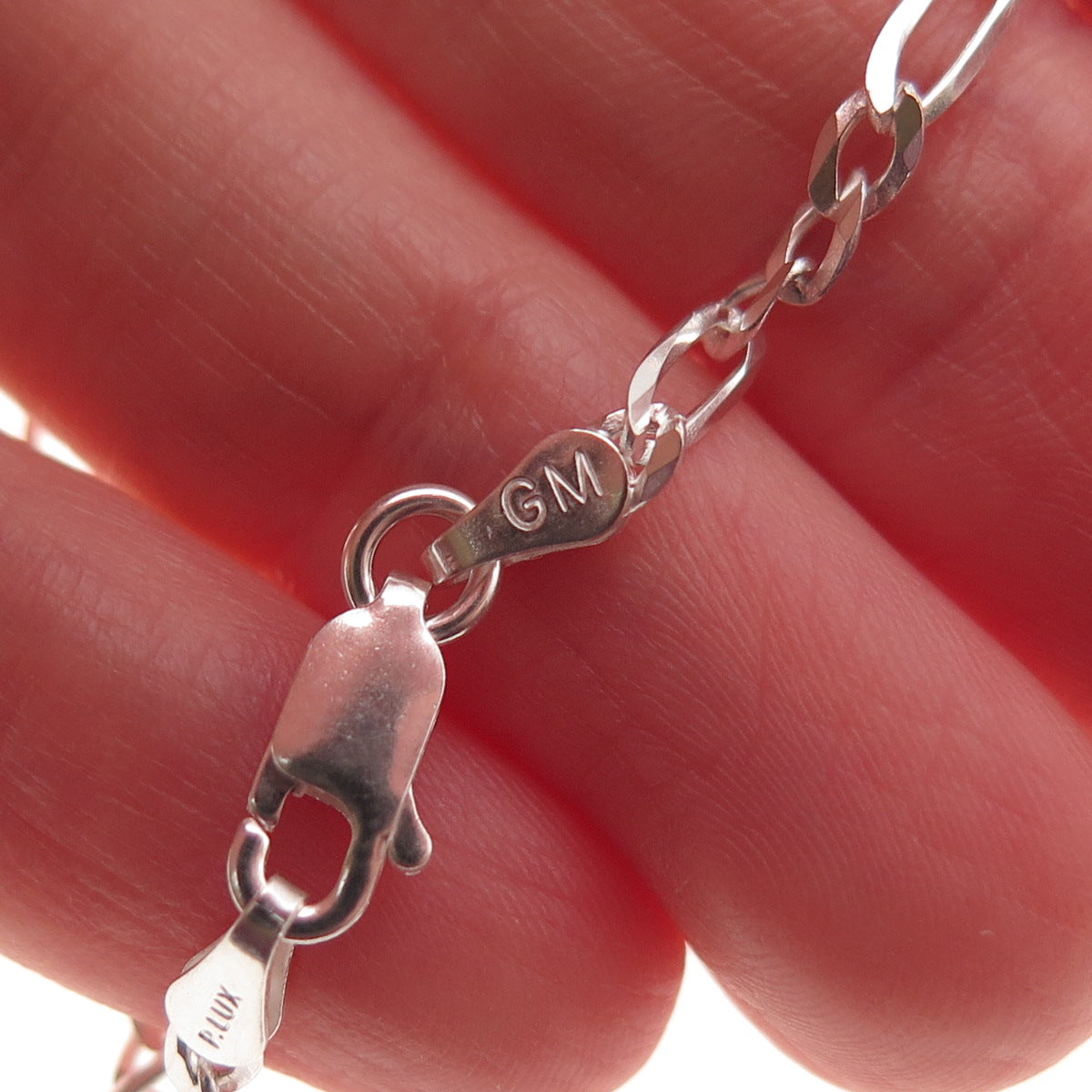 P. Lux 925 Sterling Silver Italy Figaro Chain Necklace 18"