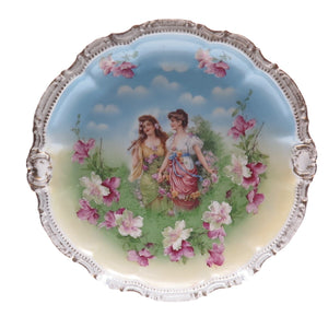 PORZELLANFABRIK MOSCHENDORF Antique Germany Flora Porcelain Cabinet Plate