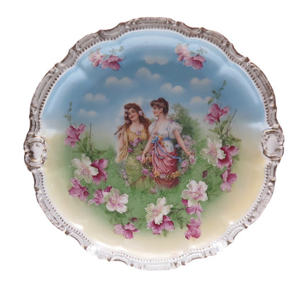 PORZELLANFABRIK MOSCHENDORF Antique Germany Flora Porcelain Cabinet Plate