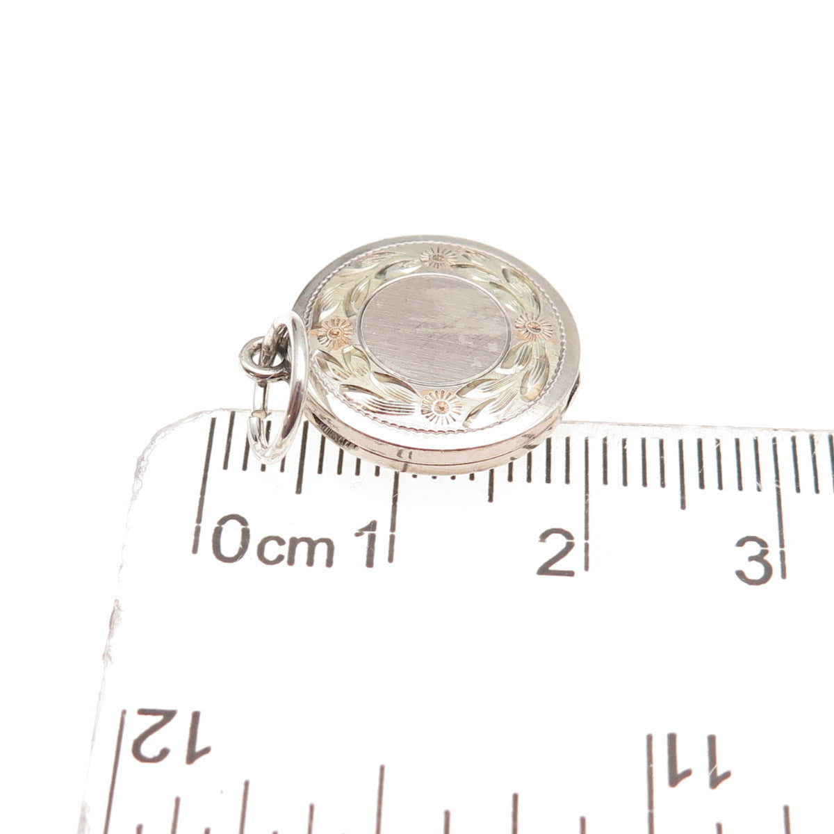 Binder Bros Sterling Silver 3-Tone Antique Art Deco Floral Locket Charm Pendant