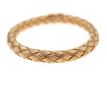 925 Sterling Silver Gold Plated Vintage Italy Braided Band Ring Size 7.75