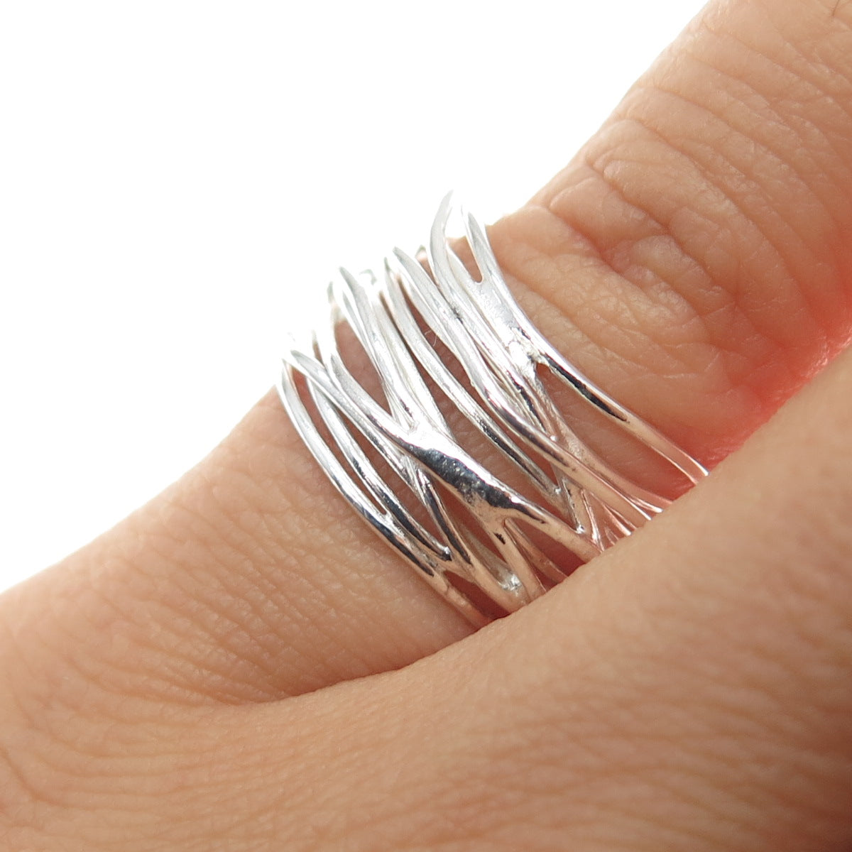 925 Sterling Silver Vintage Modernist Nest Ring Size 5.5