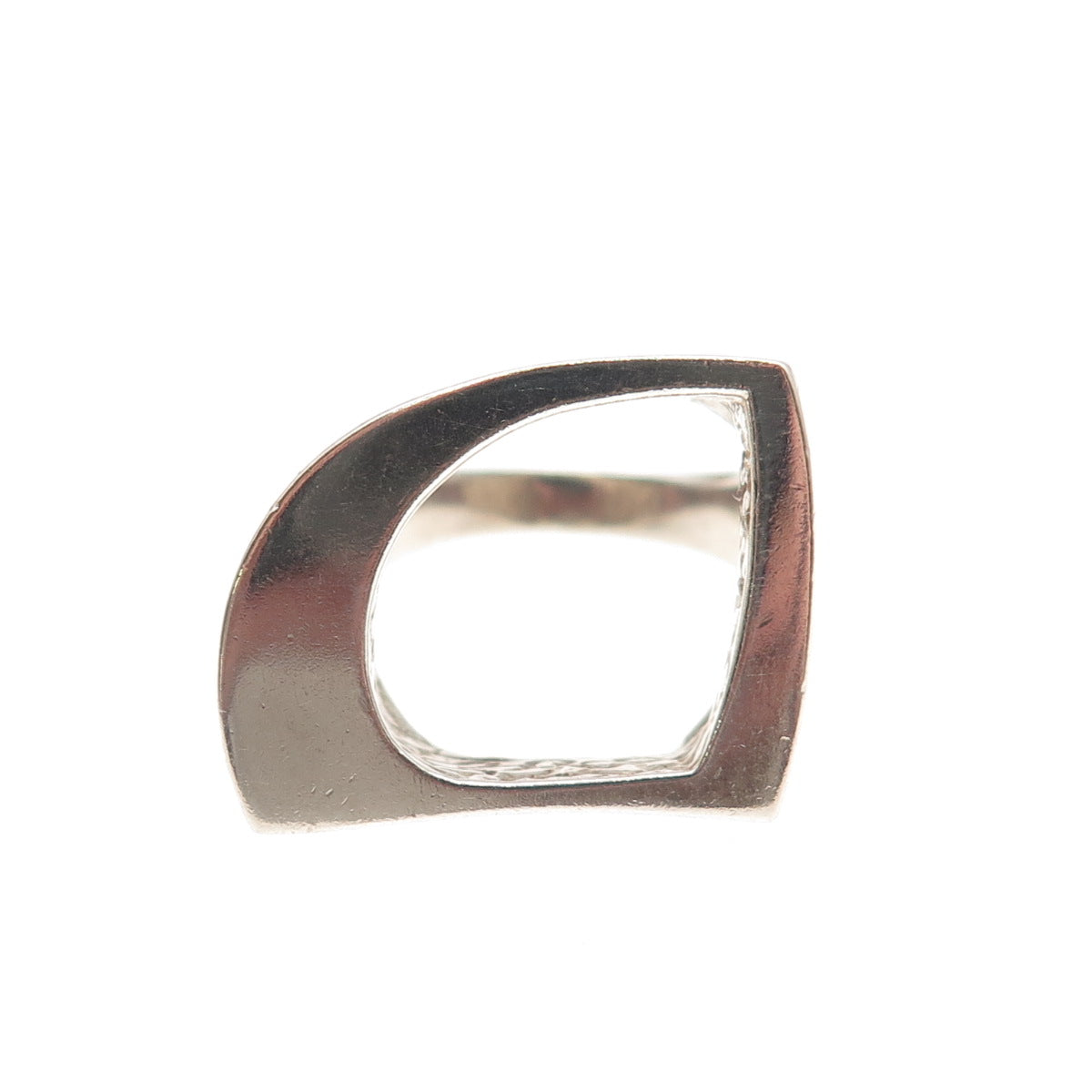 Paul Brackna 925 Sterling Silver Vintage Modernist Sail Oxidized Ring Size 6.75