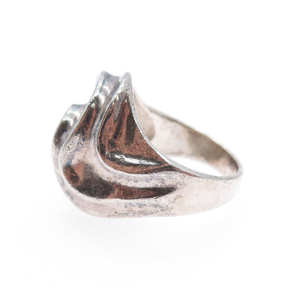 CHAPAL ZENRAY 925 Sterling Silver Vintage Modernist Wavy Oxidized Ring Size 8.25