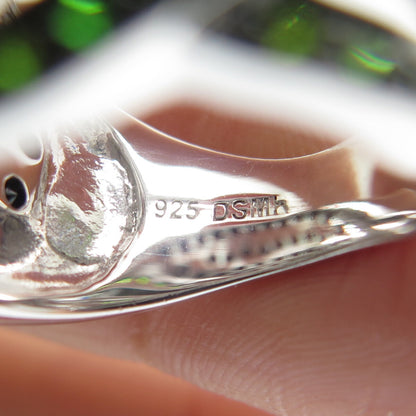 DSMK 925 Sterling Silver Chrome Diopside & Black Spinel Gem Wide Ring Size 6.25