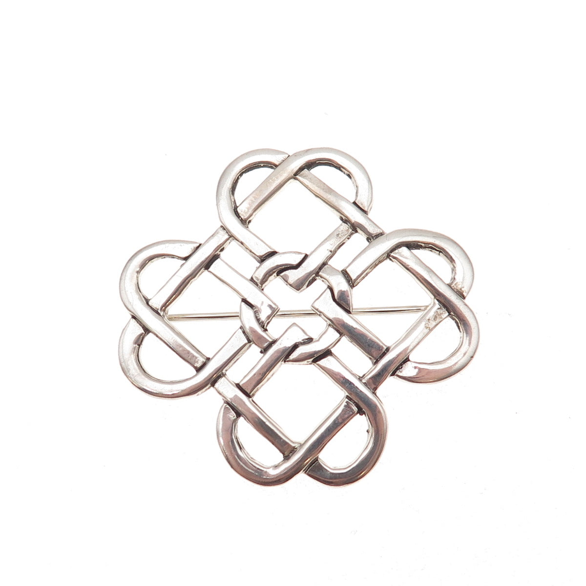 Hand & Hammer 925 Sterling Silver Vintage Heart Celtic Knot Oxidized Pin Brooch