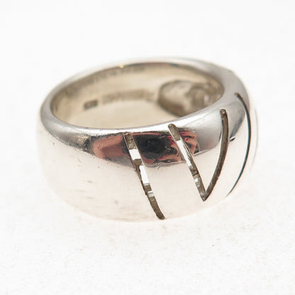 Bachrach 925 Sterling Silver Vintage Modernist V-Shape Ring Size 9
