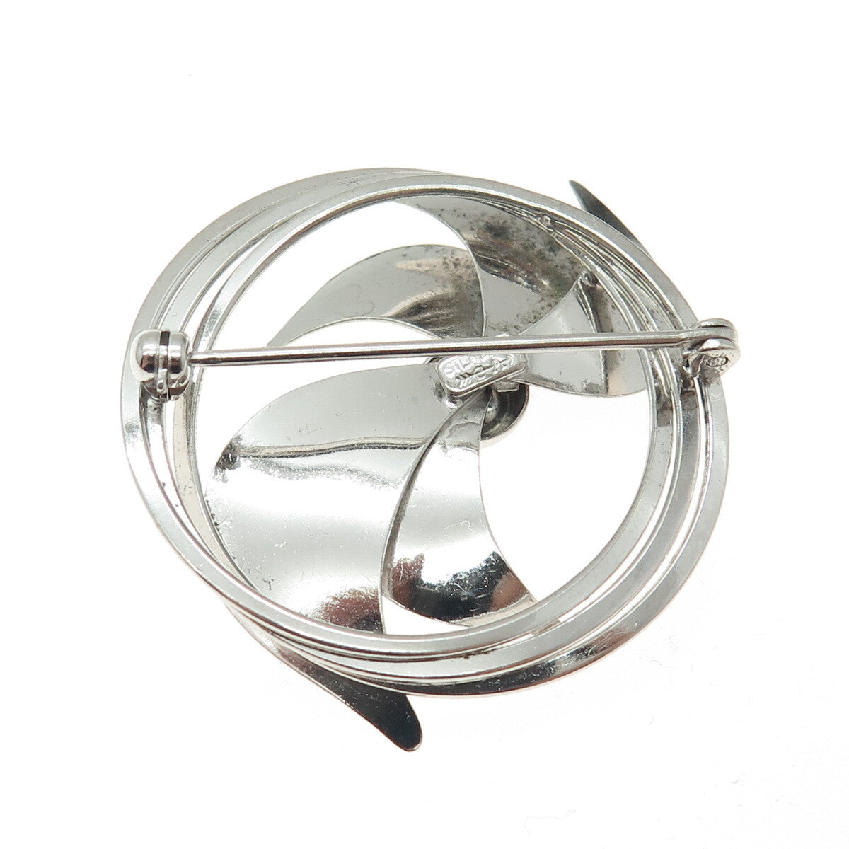 CARL ART 925 Sterling Silver Antique Art Deco Floral Pin Brooch