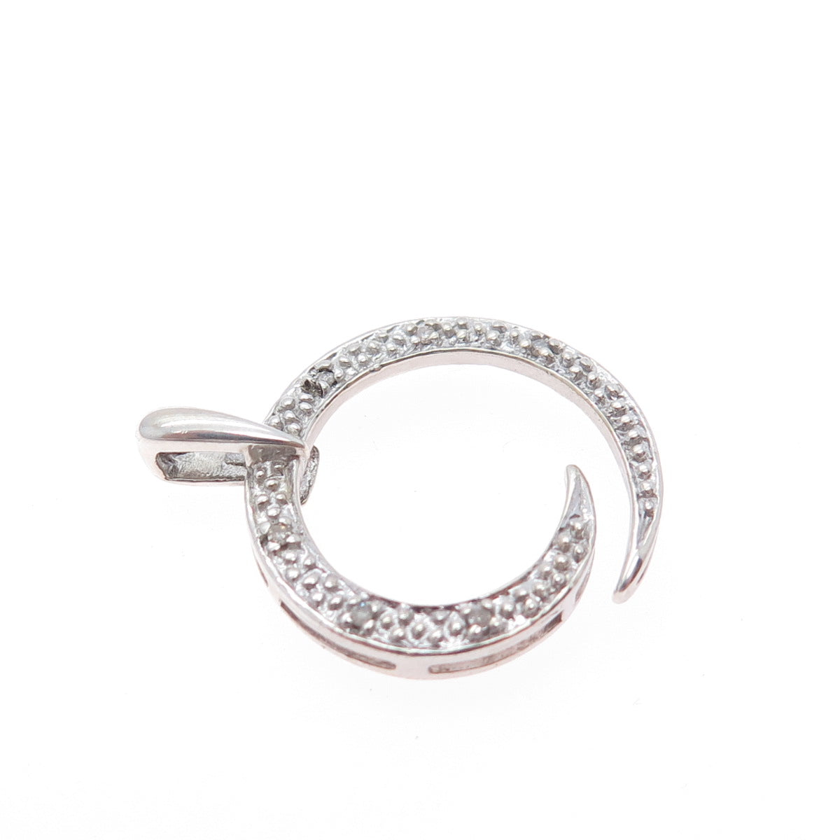 PAGODA PGDA 925 Sterling Silver Real Round-Cut Diamond Spiral Charm Pendant