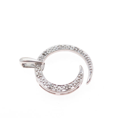 PAGODA PGDA 925 Sterling Silver Real Round-Cut Diamond Spiral Charm Pendant