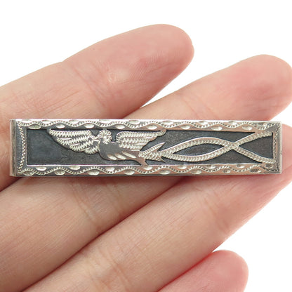 900 Silver Vintage Guatemala Phoenix Bird Tie Clip