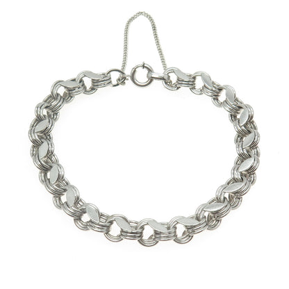 925 Sterling Silver Vintage Modernist Triple Rolo Link Bracelet 7"