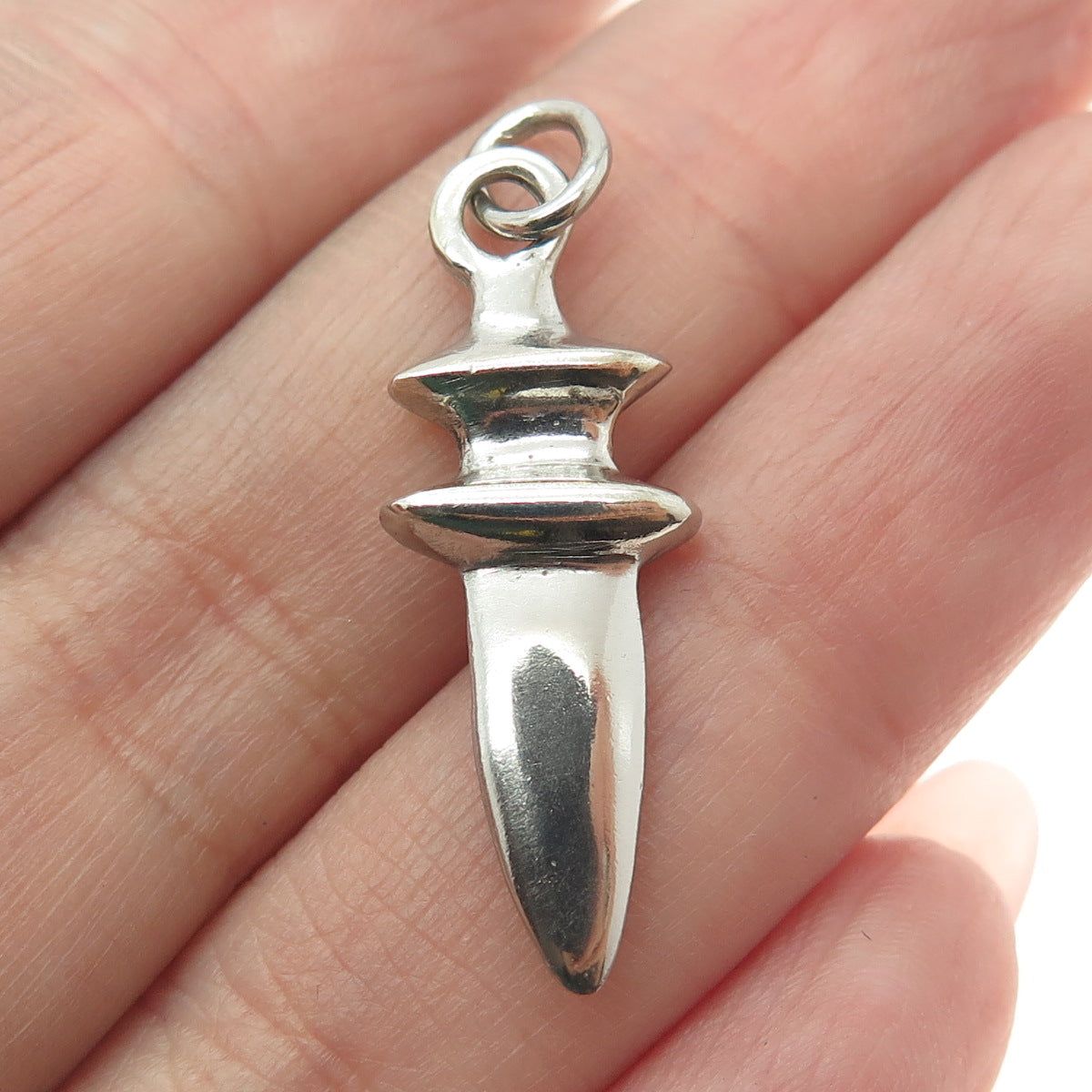 925 Sterling Silver Vintage BNC Dagger Oxidized Charm Pendant