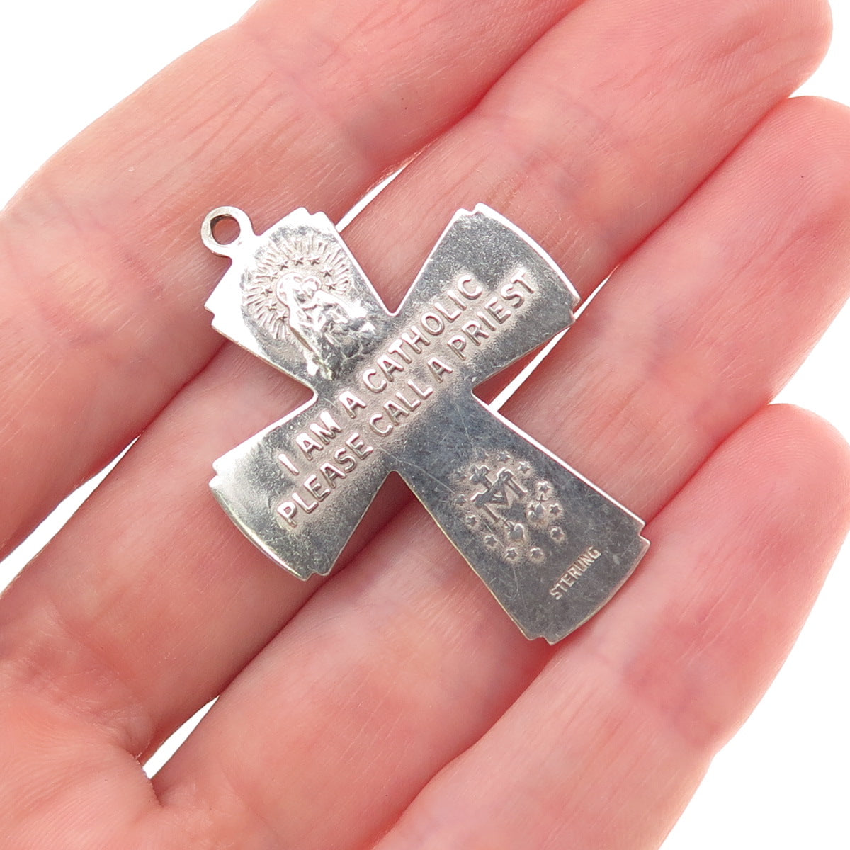 925 Sterling Silver Antique Art Deco 4-Way Cross Catholic Charm Pendant