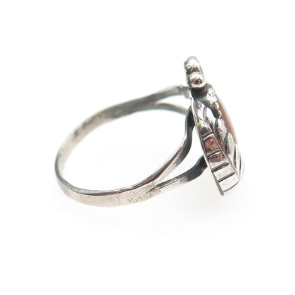 Cecil Ashley Navajo Old Pawn 925 Sterling Silver Vintage MOP Feather Ring Size 8