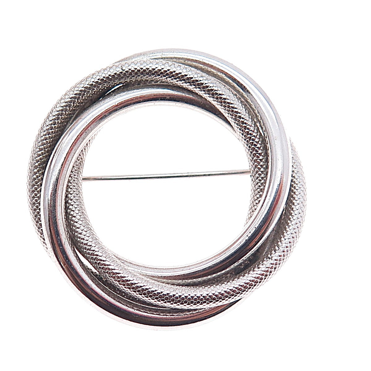 Harry S. Bick 925 Sterling Silver Vintage Interlocked Trinity Pin Brooch