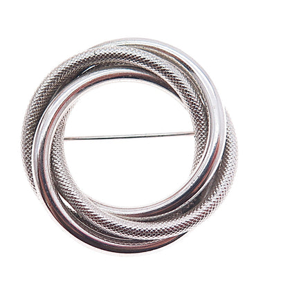 Harry S. Bick 925 Sterling Silver Vintage Interlocked Trinity Pin Brooch