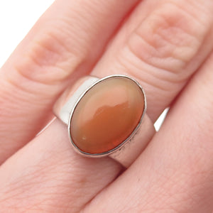 925 Sterling Silver Vintage Real Opal Modernist Oxidized Ring Size 5.5