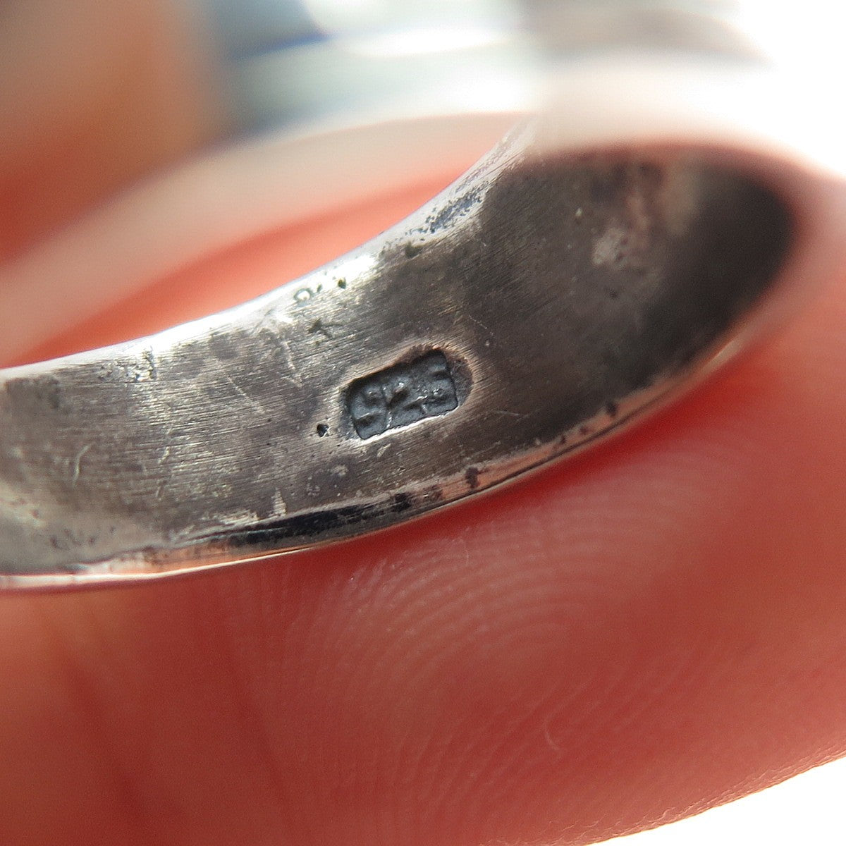 925 Sterling Silver Vintage Greek Key Oxidized Ring Size 7