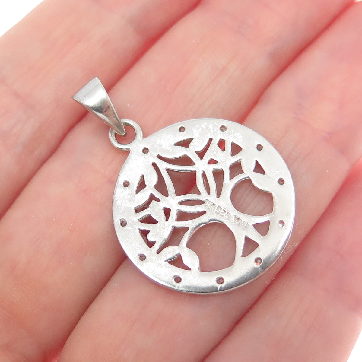 CHARLES WINSTON Sterling Silver Vintage Round-Cut C Z Tree of Life Charm Pendant