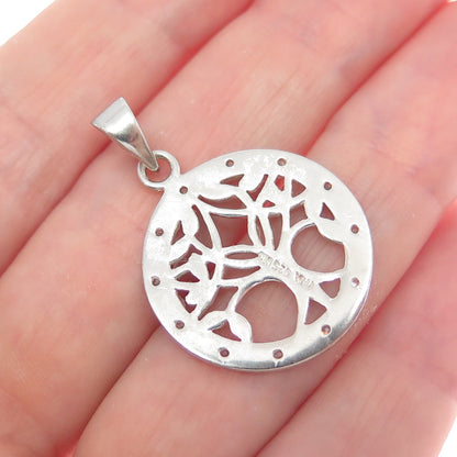 CHARLES WINSTON Sterling Silver Vintage Round-Cut C Z Tree of Life Charm Pendant