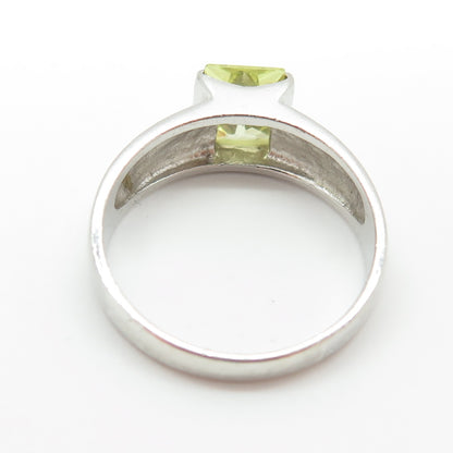 925 Sterling Silver Lemon Radiant-Cut Shaped C Z Ring Size 8.25