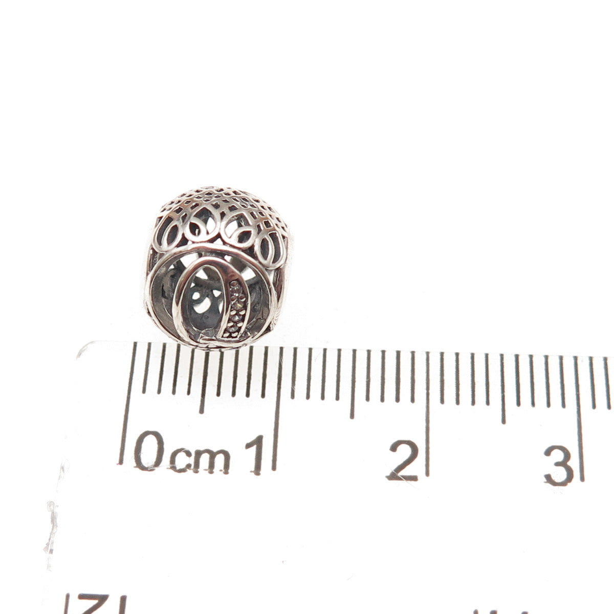 Pandora 925 Sterling Silver C Z Letter Q Initial Slide Bead Charm