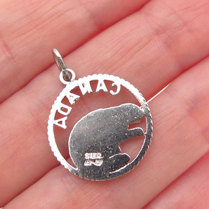 925 Sterling Silver Vintage Canada Beaver Mini Charm Pendant