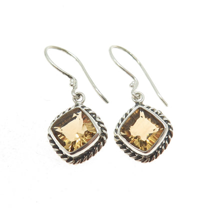 AF DESIGN 925 Sterling Silver Vintage Real Citrine Gemstone Dangle Earrings