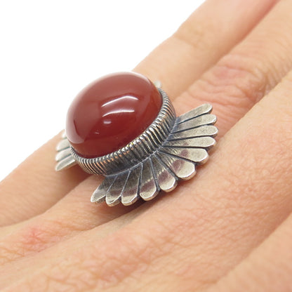 JAY KING DESERT ROSE 925 Sterling Silver Vintage Real Carnelian Ring Size 5.25