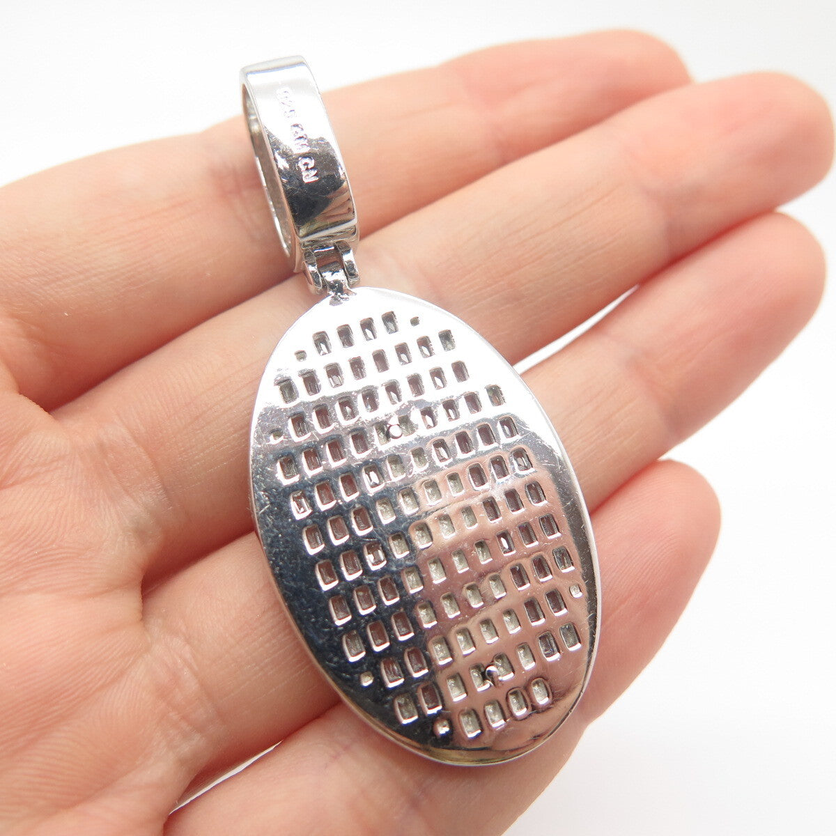 925 Sterling Silver C Z Virgin Mary Religious Pendant