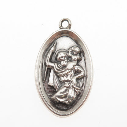 ATELIER 925 Sterling Silver Antique Art Deco St. Christopher Emergency Pendant