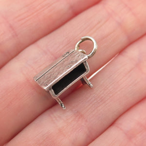 925 Sterling Silver Vintage School Desk Oxidized 3D Mini Charm Pendant