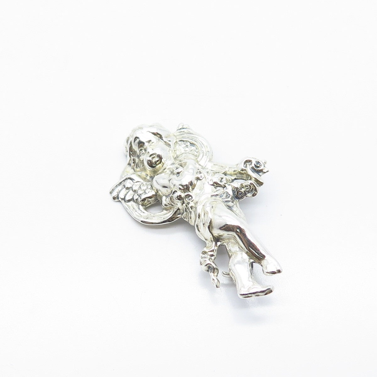 925 Sterling Silver Vintage Angel Cherub Pin Brooch